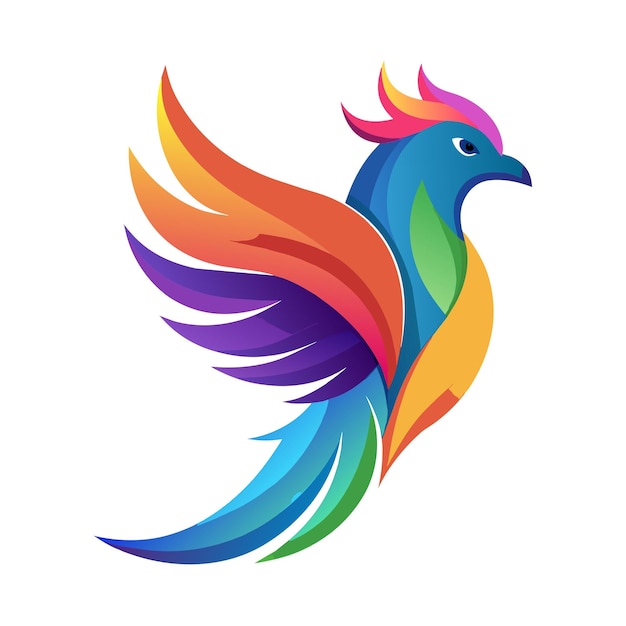 El concepto del logotipo de la ilustración de gradiente de pájaros coloridos