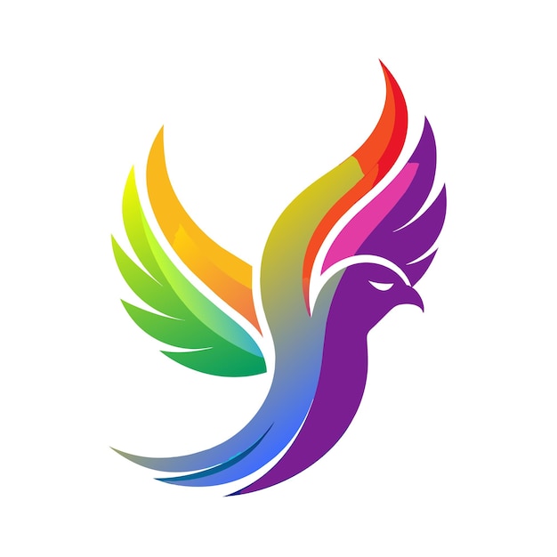 El concepto del logotipo de la ilustración de gradiente de pájaros coloridos