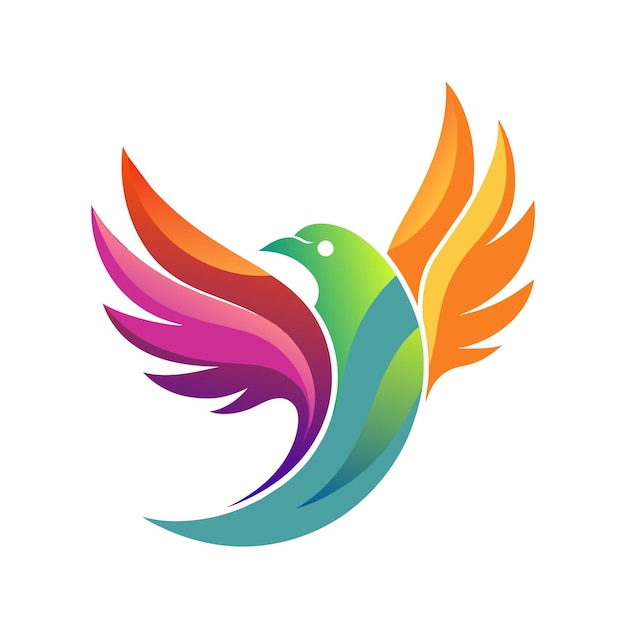 El concepto del logotipo de la ilustración de gradiente de pájaros coloridos