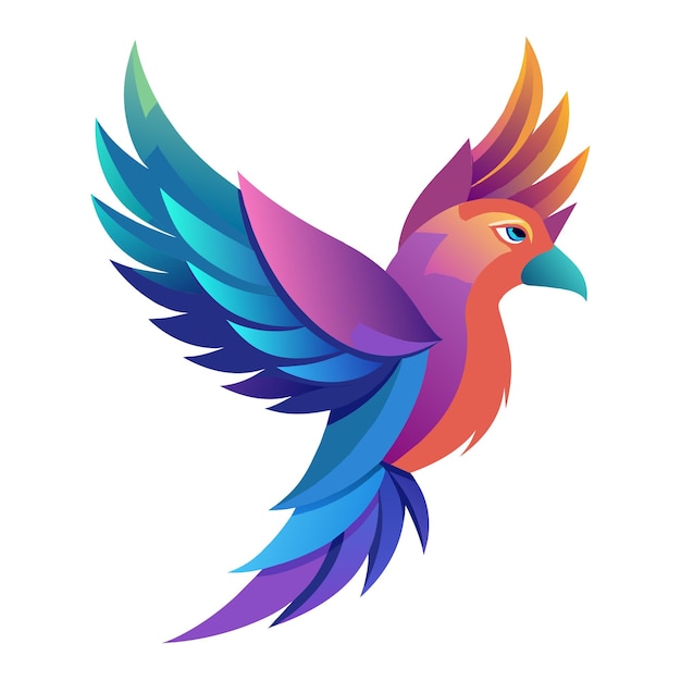 El concepto del logotipo de la ilustración de gradiente de pájaros coloridos