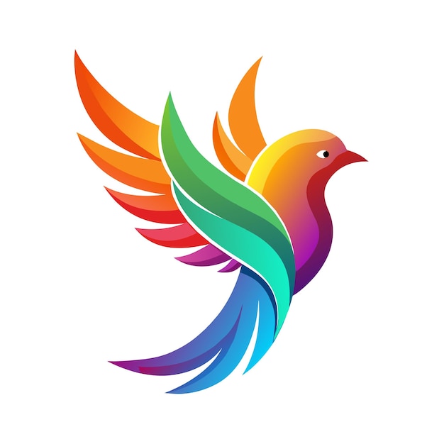El concepto del logotipo de la ilustración de gradiente de pájaros coloridos