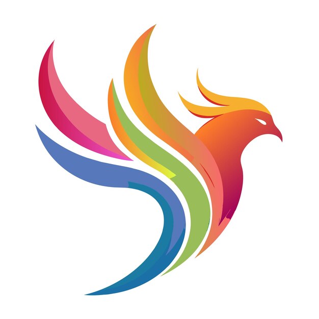 El concepto del logotipo de la ilustración de gradiente de pájaros coloridos