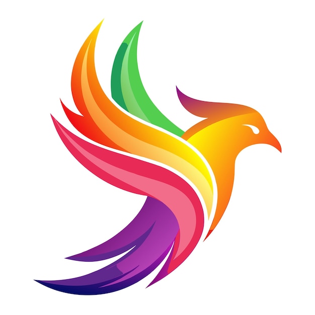 El concepto del logotipo de la ilustración de gradiente de pájaros coloridos