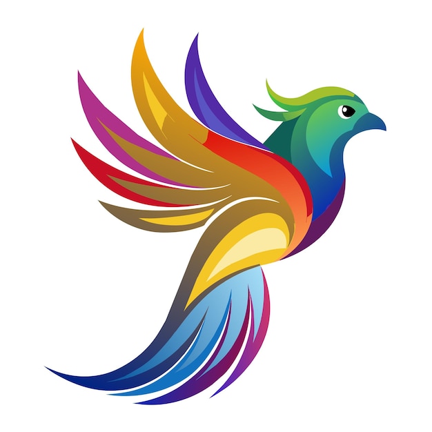 El concepto del logotipo de la ilustración de gradiente de pájaros coloridos