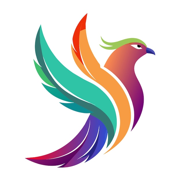 El concepto del logotipo de la ilustración de gradiente de pájaros coloridos