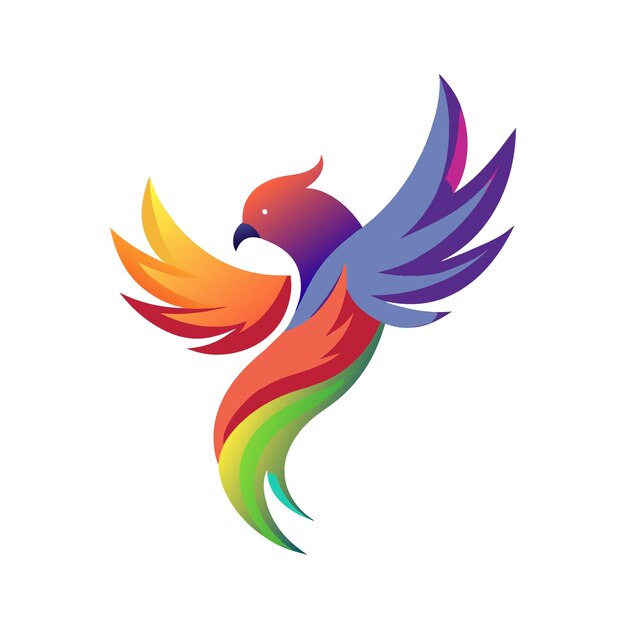El concepto del logotipo de la ilustración de gradiente de pájaros coloridos