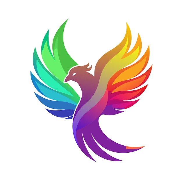 El concepto del logotipo de la ilustración de gradiente de pájaros coloridos
