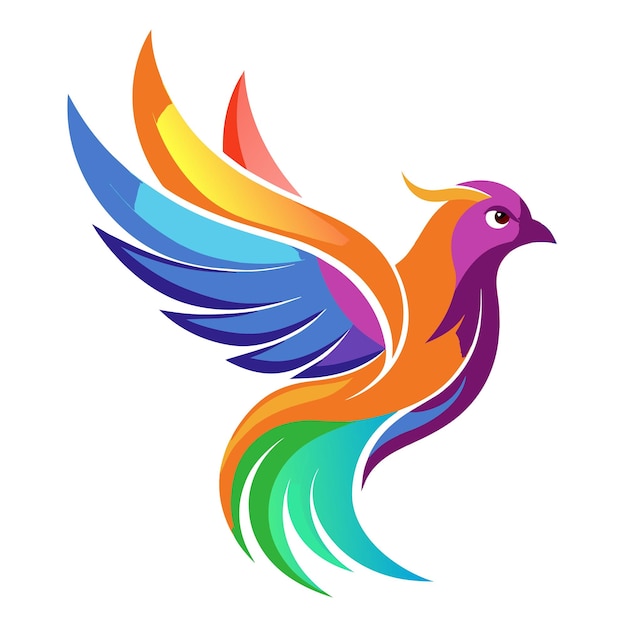 El concepto del logotipo de la ilustración de gradiente de pájaros coloridos