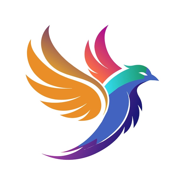 El concepto del logotipo de la ilustración de gradiente de pájaros coloridos