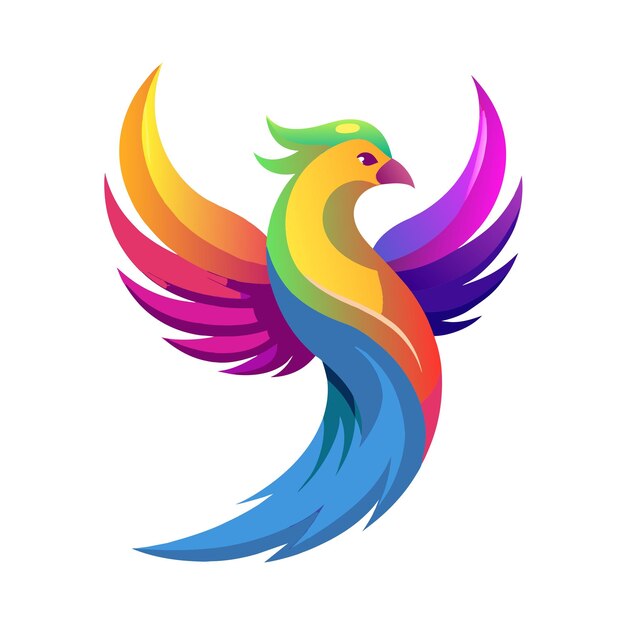 El concepto del logotipo de la ilustración de gradiente de pájaros coloridos