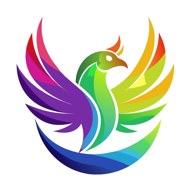 El concepto del logotipo de la ilustración de gradiente de pájaros coloridos