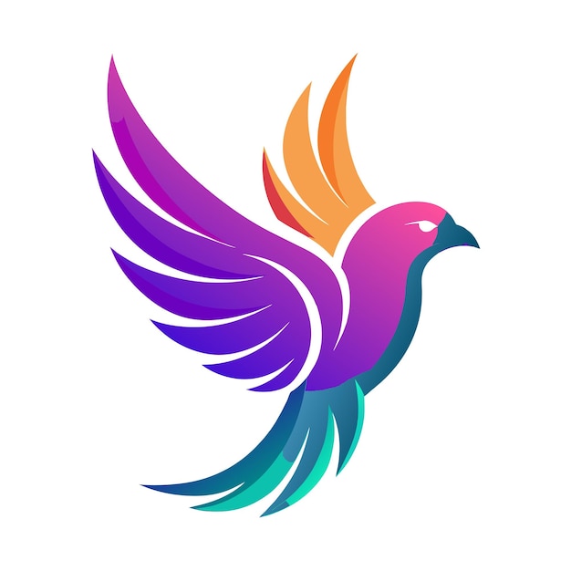 El concepto del logotipo de la ilustración de gradiente de pájaros coloridos