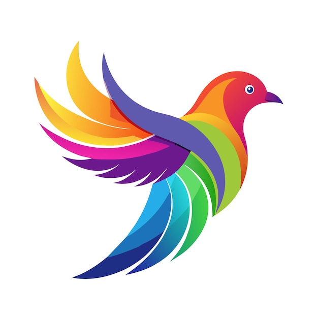 El concepto del logotipo de la ilustración de gradiente de pájaros coloridos