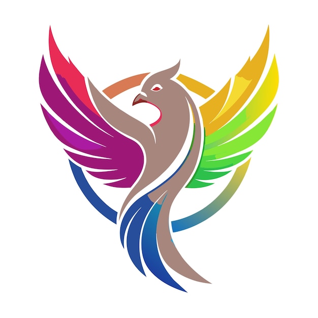 El concepto del logotipo de la ilustración de gradiente de pájaros coloridos