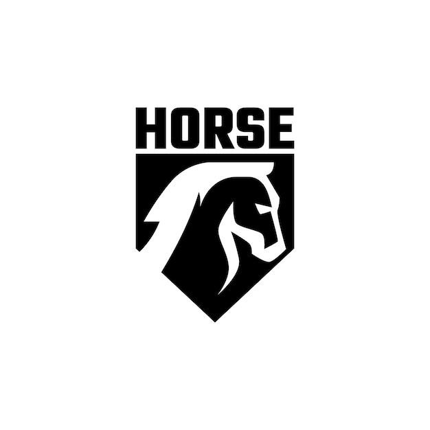 Concepto de logotipo de insignia de caballo aislado en fondo blanco
