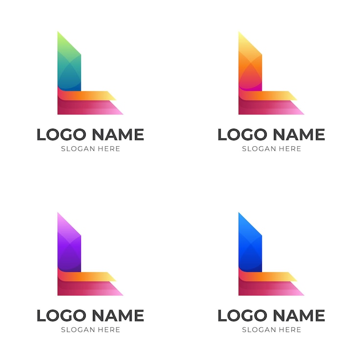 Vector concepto de logotipo l inicial con estilo colorido 3d