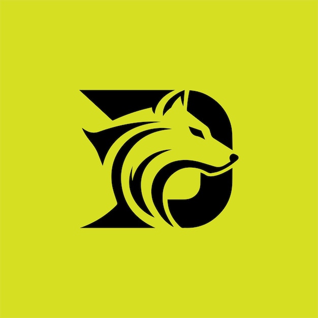 El concepto del logotipo de la letra D del vector lobo