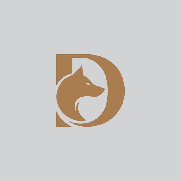 El concepto del logotipo de la letra D del vector lobo