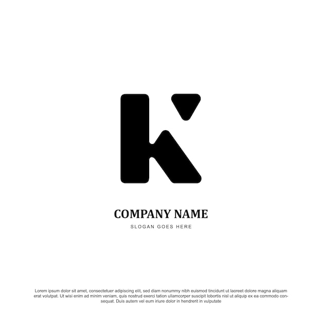 Concepto del logotipo de la letra de las iniciales del monograma K.