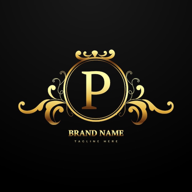 concepto del logotipo de la letra P para la marca real