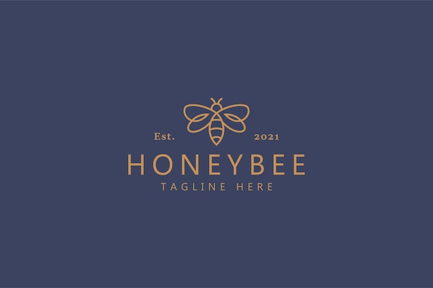 Concepto de logotipo de línea simple dulce de miel de abeja