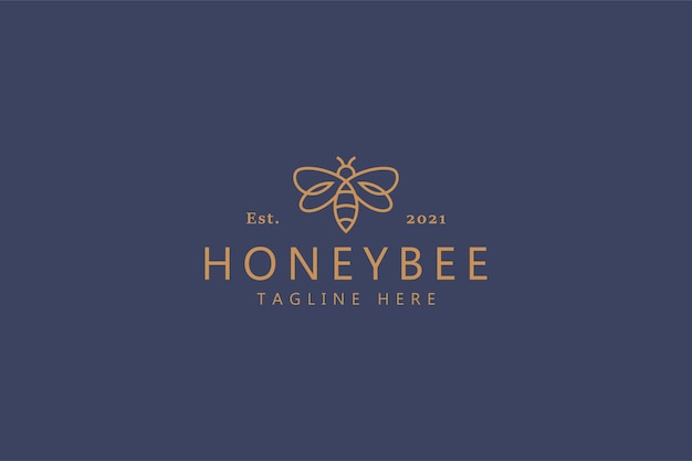 Concepto de logotipo de línea simple dulce de miel de abeja