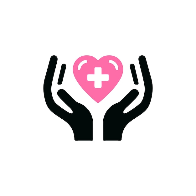 Concepto de logotipo de mano y corazón para una empresa saludable