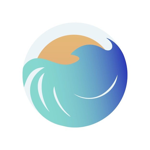 Concepto de logotipo marino Olas de mar con sol