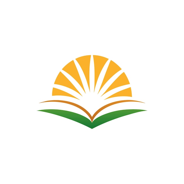 Concepto de logotipo minimalista con libro y sol