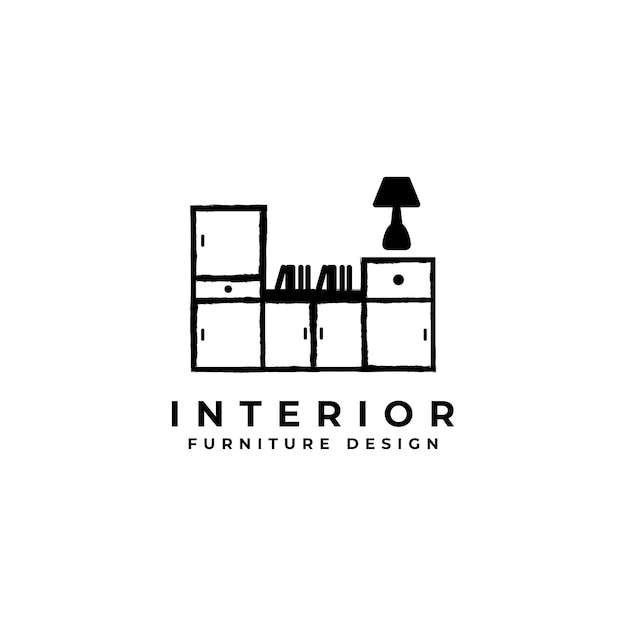 Vector concepto de logotipo de mobiliario y diseño de interiores.