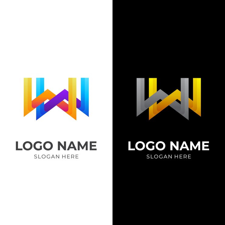 Vector concepto de logotipo monogram ww con estilo colorido 3d