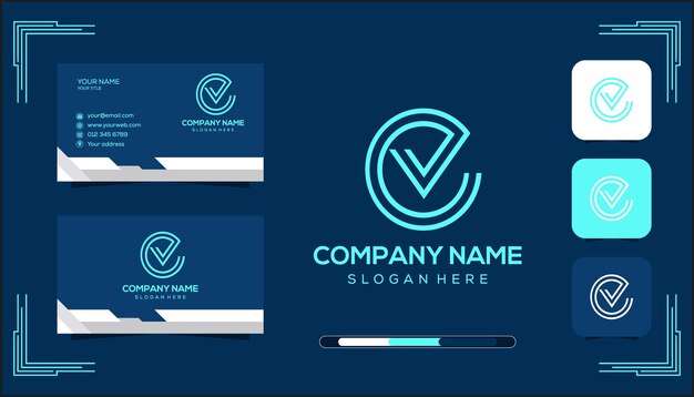 Concepto de logotipo de monograma CV vectorial