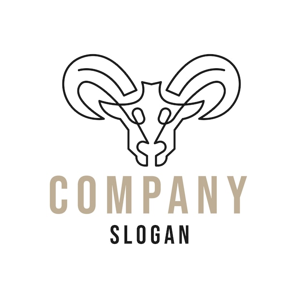 Concepto de logotipo Monoline de cabeza de cordero
