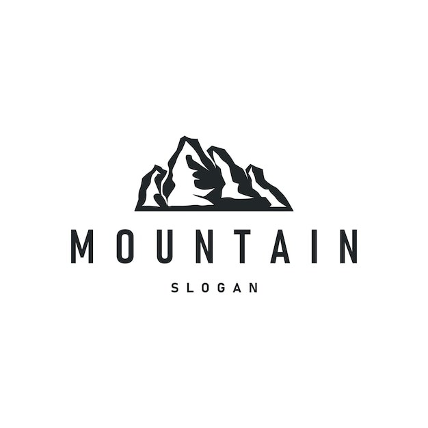 concepto de logotipo de montaña diseño minimalista montañas naturales simples con una silueta negra minimalista simple como símbolo de plantilla de marca e ilustración de plantilla