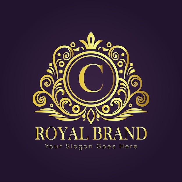 El concepto del logotipo de oro de lujo de la letra C