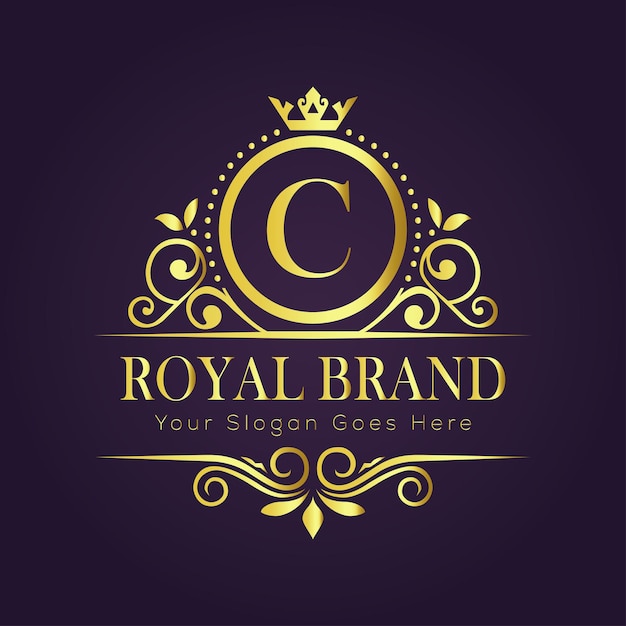 El concepto del logotipo de oro de lujo de la letra C