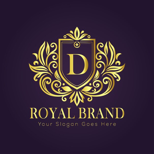 El concepto del logotipo de oro de lujo de la letra D