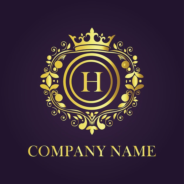 El concepto del logotipo de oro de lujo de la letra H