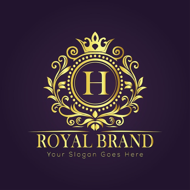 El concepto del logotipo de oro de lujo de la letra H