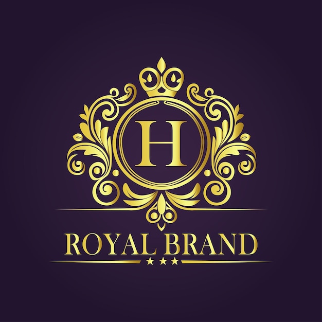 El concepto del logotipo de oro de lujo de la letra H