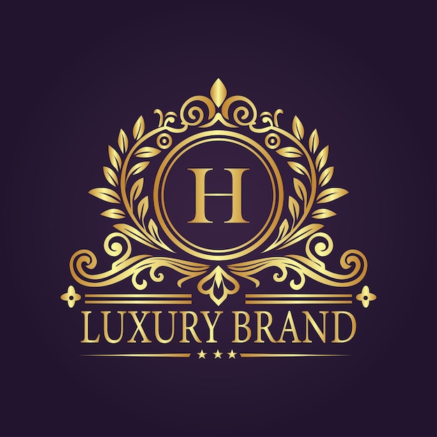 El concepto del logotipo de oro de lujo de la letra H