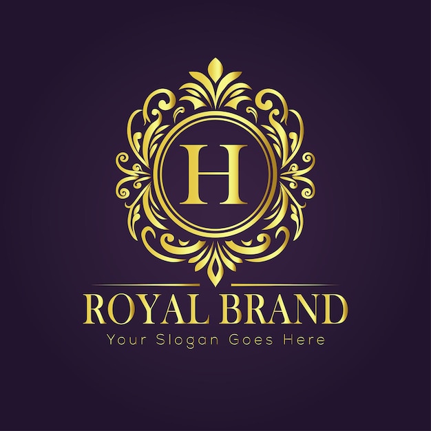 El concepto del logotipo de oro de lujo de la letra H