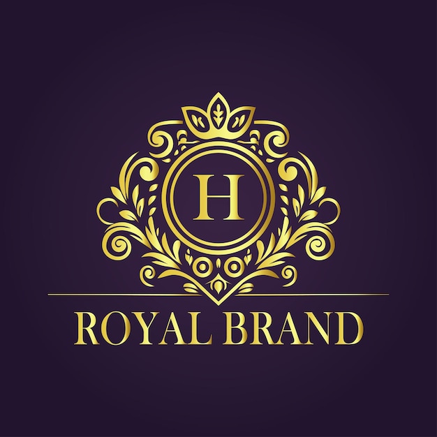 El concepto del logotipo de oro de lujo de la letra H