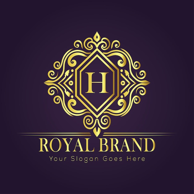 El concepto del logotipo de oro de lujo de la letra H