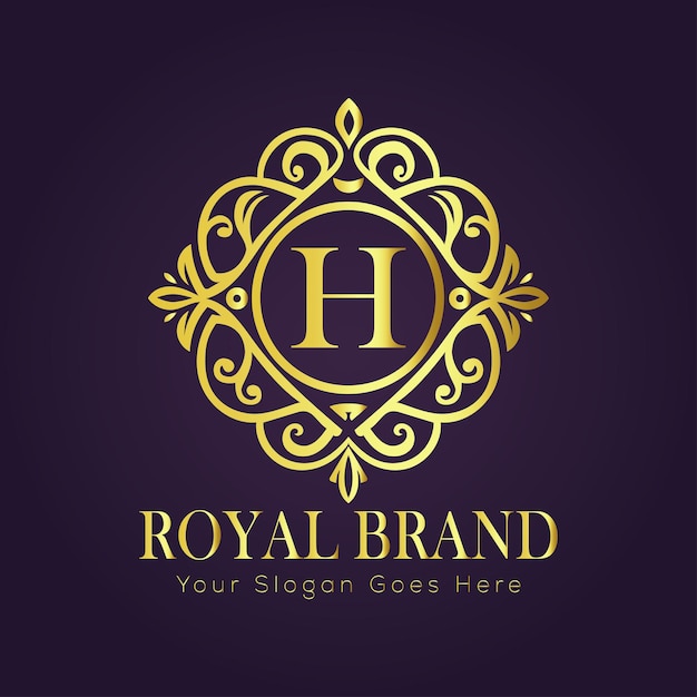 El concepto del logotipo de oro de lujo de la letra H