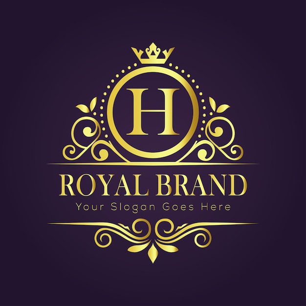 El concepto del logotipo de oro de lujo de la letra H