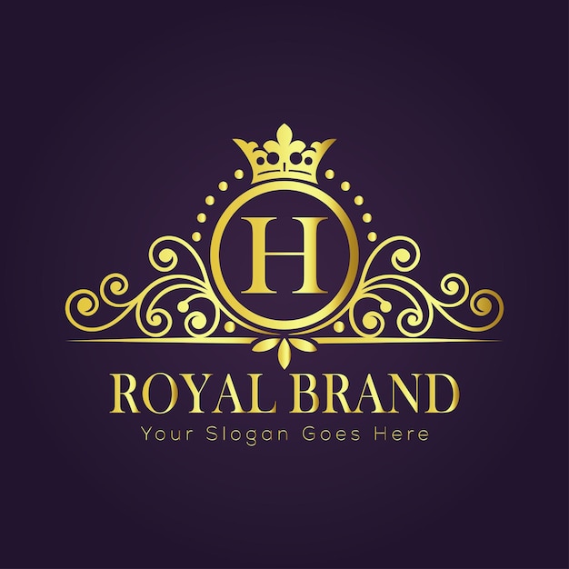 El concepto del logotipo de oro de lujo de la letra H