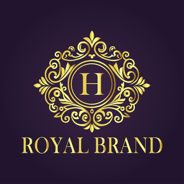 El concepto del logotipo de oro de lujo de la letra H