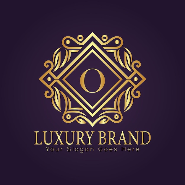 El concepto del logotipo de oro de lujo de la letra O