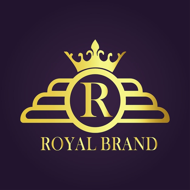 El concepto del logotipo de oro de lujo de la letra R
